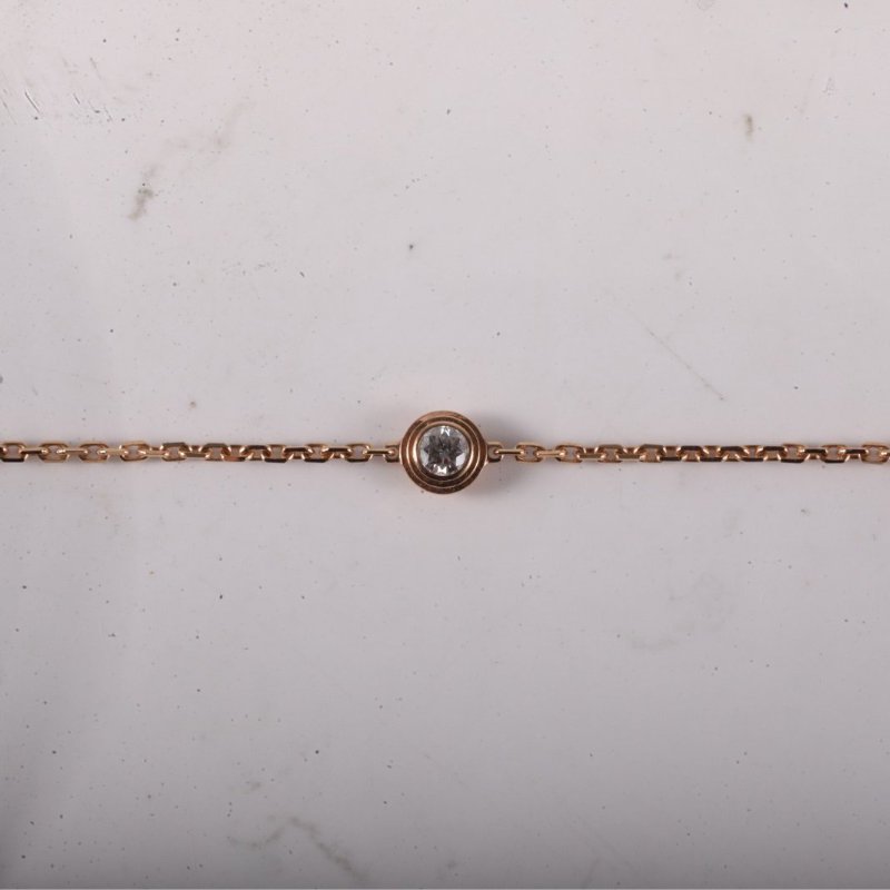Cartier 18K玫瑰金鑽石玫瑰金飛碟單鑽手鏈18K/手鍊／手環-2