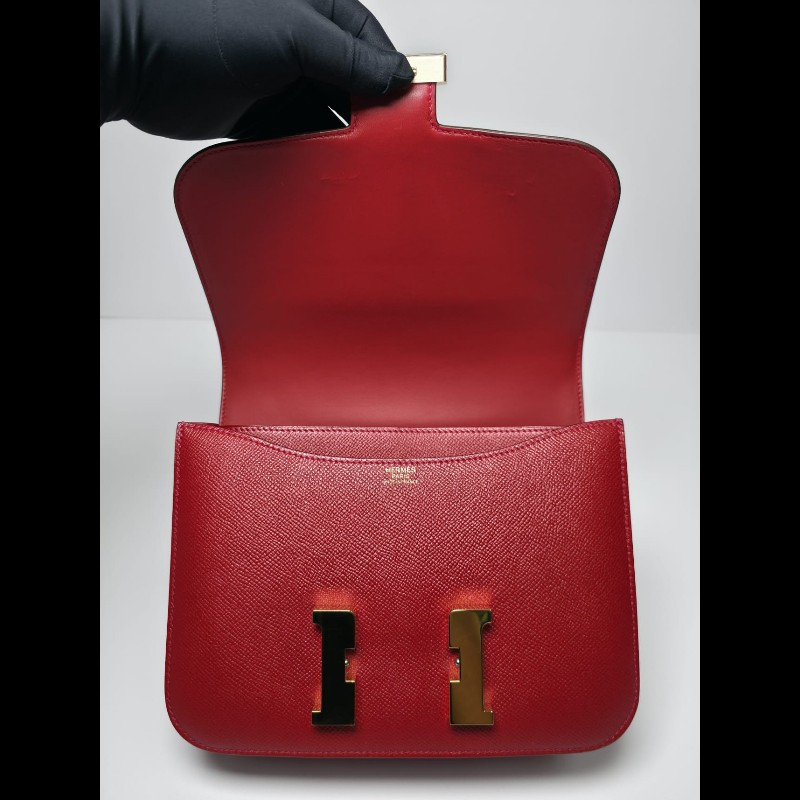 Hermes Constance 24紅色金扣-10