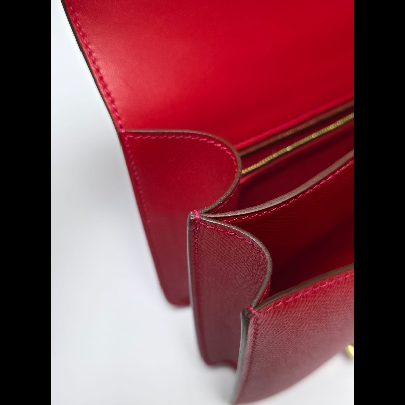 Hermes Constance 24紅色金扣-15