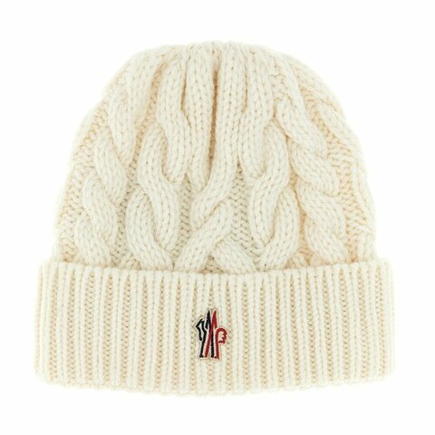 【MONCLER】GRENOBLE Braided Wool Beanie 羊毛 帽子 毛帽 象牙白色 K20983B00013M1172034