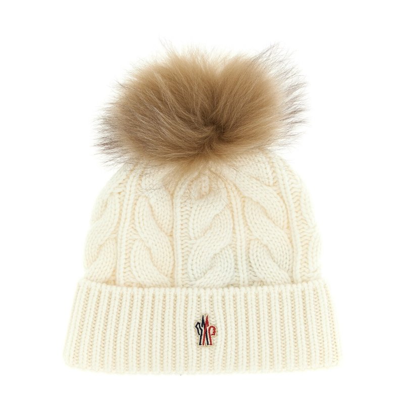 【MONCLER】GRENOBLE Pompom Wool Beanie 羊毛 絨球 帽子 毛帽 白色 K20983B00011A0069002-3