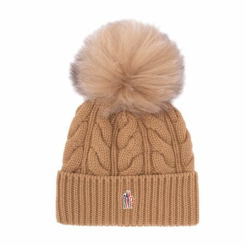 【MONCLER】GRENOBLE Pompom Wool Beanie 羊毛 絨球 帽子 毛帽 米色 K20983B00011A0069234