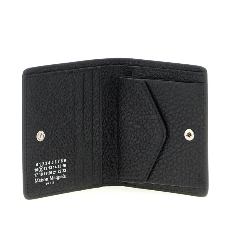 【Maison Margiela】四針 壓花小牛皮 雙折 零錢袋 皮夾 卡夾 黑色 S56UI0140P4455T8013-4