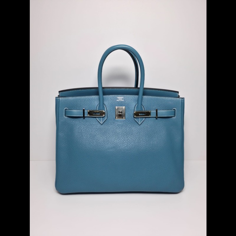 Hermes Birkin 35牛仔藍銀扣-0