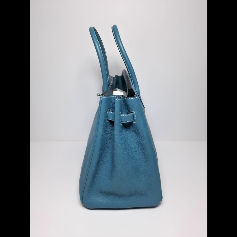 Hermes Birkin 35牛仔藍銀扣-6