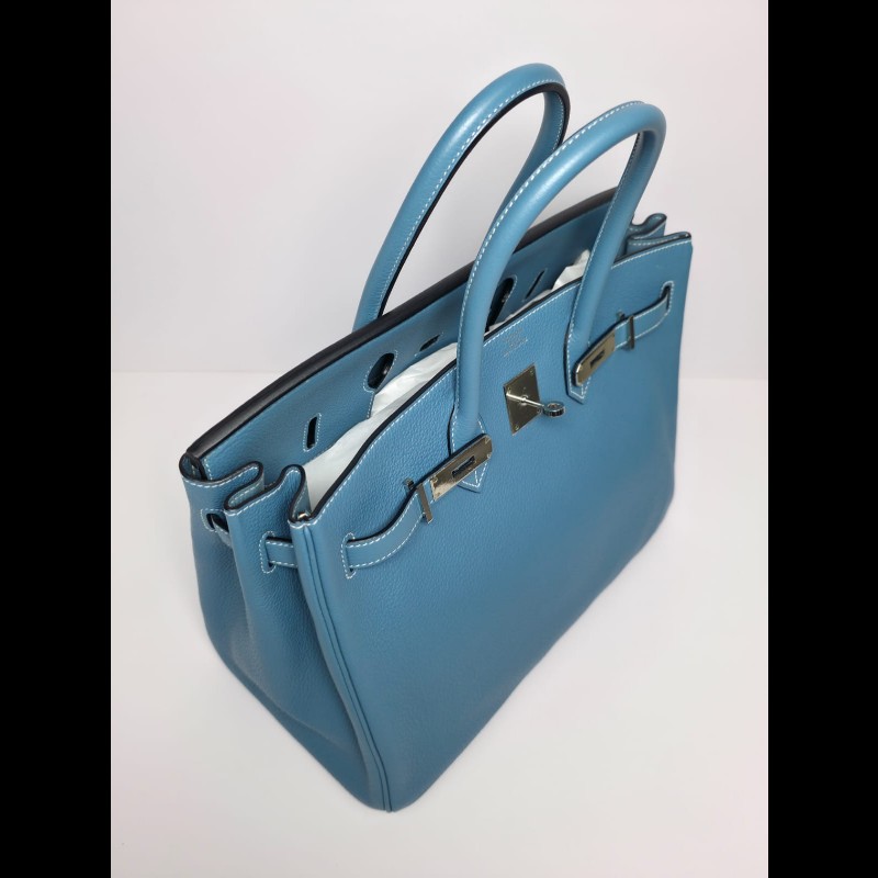 Hermes Birkin 35牛仔藍銀扣-8