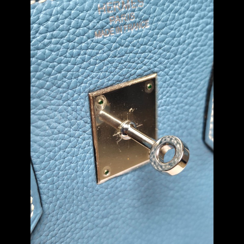 Hermes Birkin 35牛仔藍銀扣-19