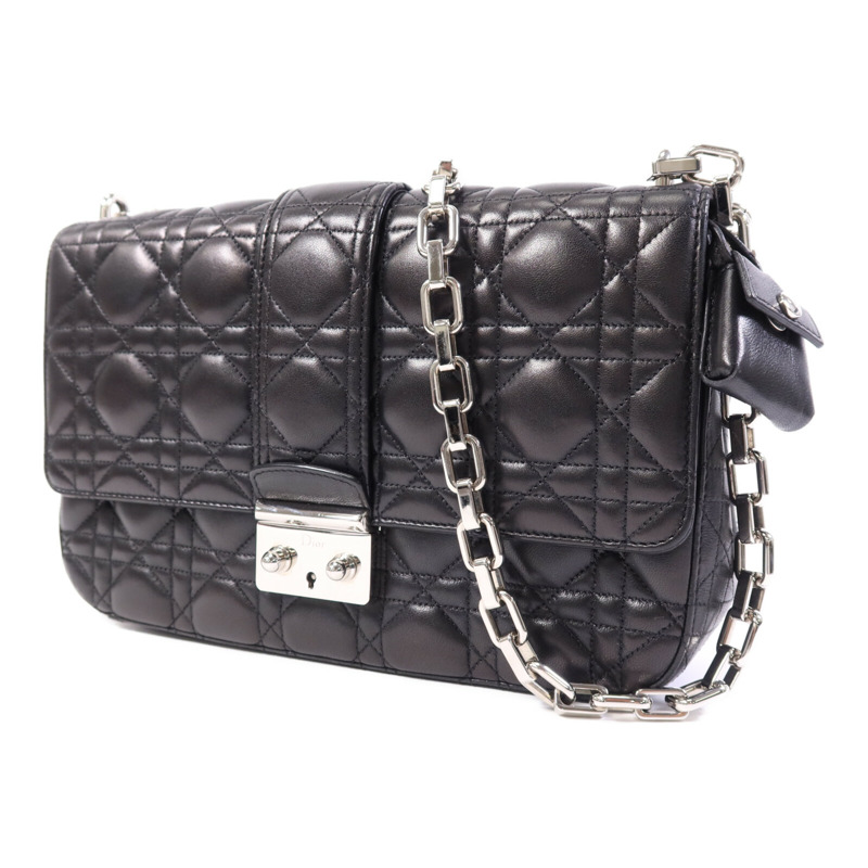 Dior 羊皮皮革Miss Dior銀扣鏈帶肩背袋-2