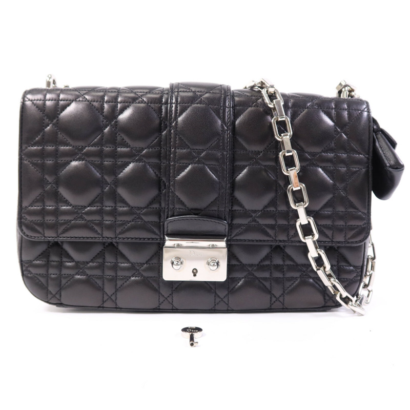 Dior 羊皮皮革Miss Dior銀扣鏈帶肩背袋-10