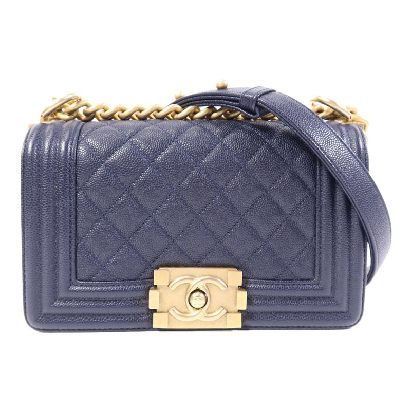 CHANEL 牛皮皮革Boy 20金扣鏈帶肩背袋-0