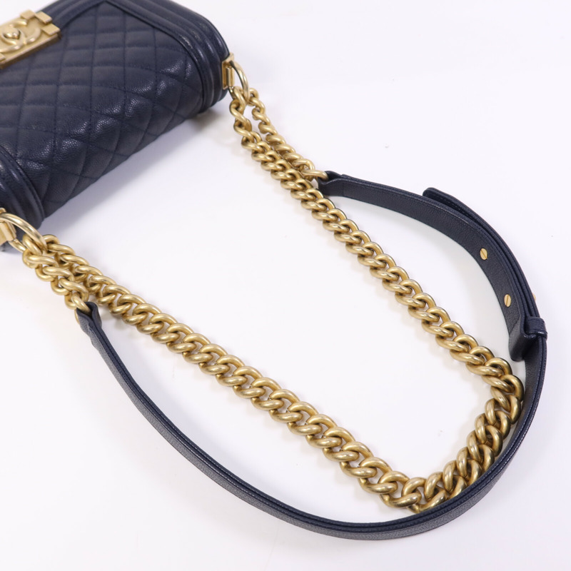 CHANEL 牛皮皮革Boy 20金扣鏈帶肩背袋-9