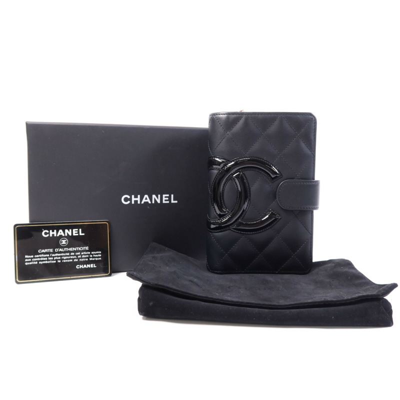 CHANEL 牛皮皮革Cambon Wallet銀扣錢包-8