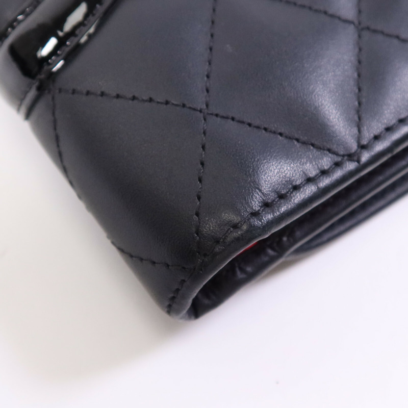 CHANEL 牛皮皮革Cambon Wallet銀扣錢包-10