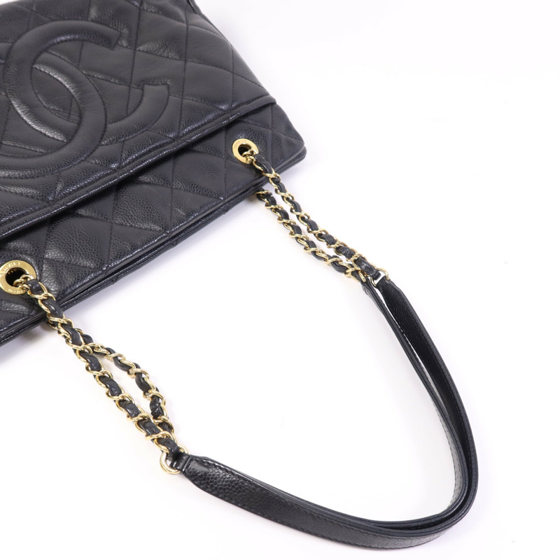 CHANEL 牛皮皮革Timeless CC金扣鏈帶肩背袋-9