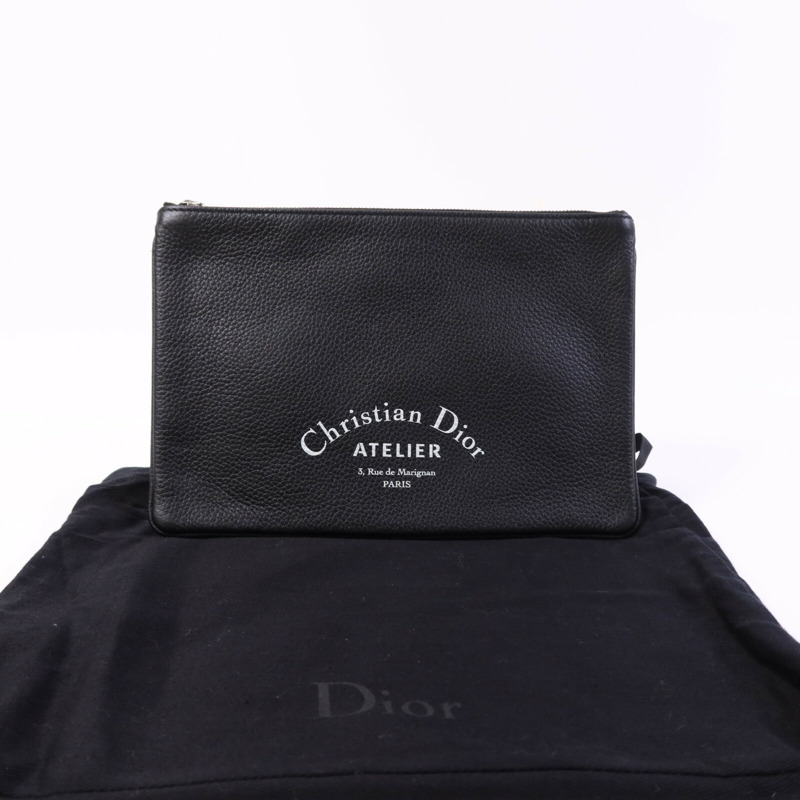 Dior 牛皮皮革Pouch銀扣手拿包-8