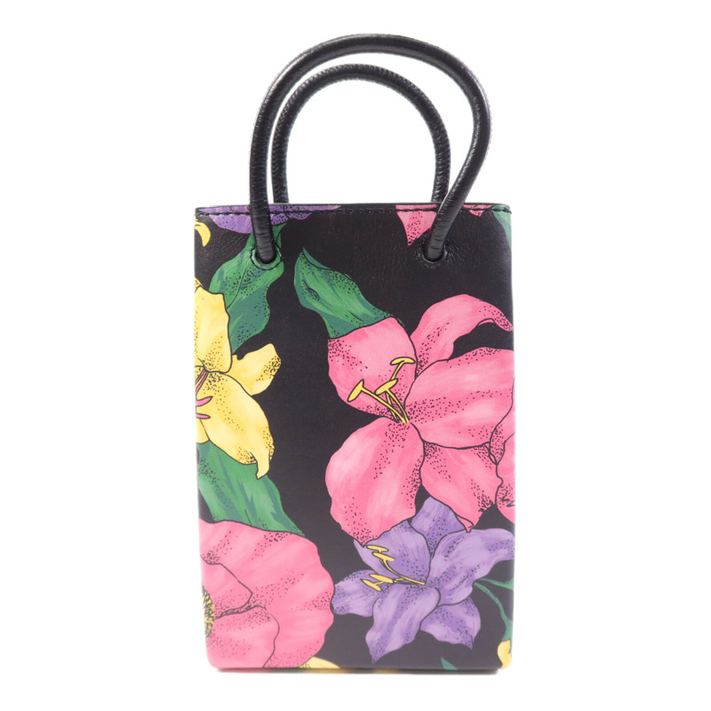 BALENCIAGA 牛皮皮革Mini Shopping Phone Holder銀扣肩背袋-1