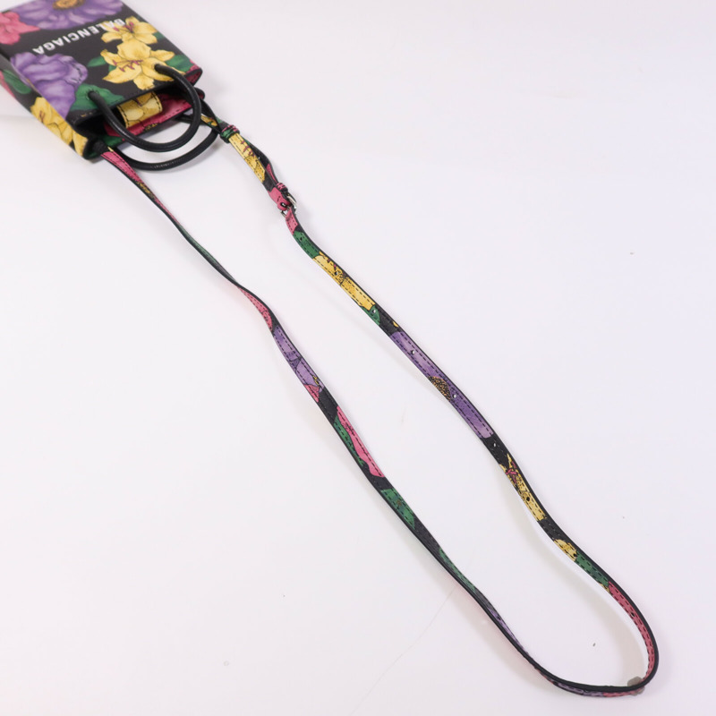 BALENCIAGA 牛皮皮革Mini Shopping Phone Holder銀扣肩背袋-7