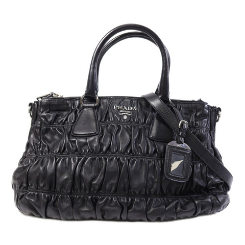 PRADA 羊皮皮革Shoulder Bag銀扣手挽肩背兩用袋