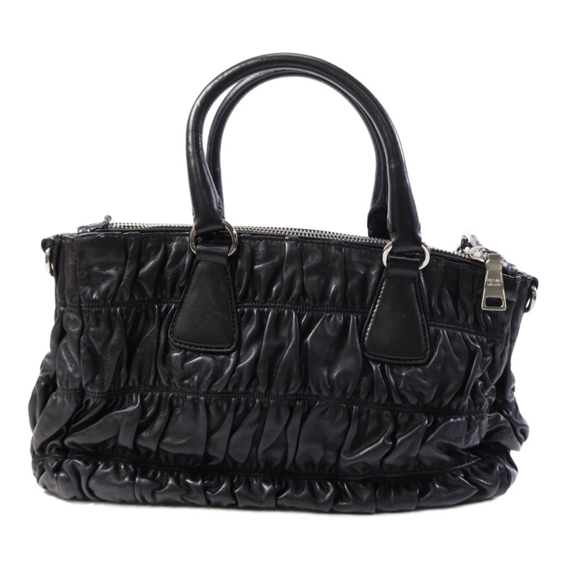 PRADA 羊皮皮革Shoulder Bag銀扣手挽肩背兩用袋-1