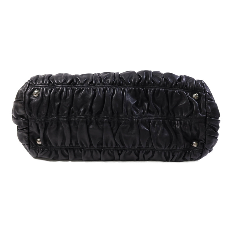 PRADA 羊皮皮革Shoulder Bag銀扣手挽肩背兩用袋-3