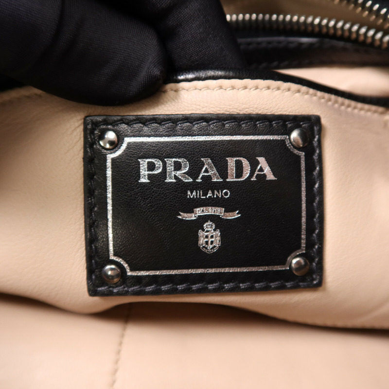 PRADA 羊皮皮革Shoulder Bag銀扣手挽肩背兩用袋-5