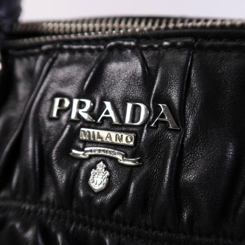 PRADA 羊皮皮革Shoulder Bag銀扣手挽肩背兩用袋-6