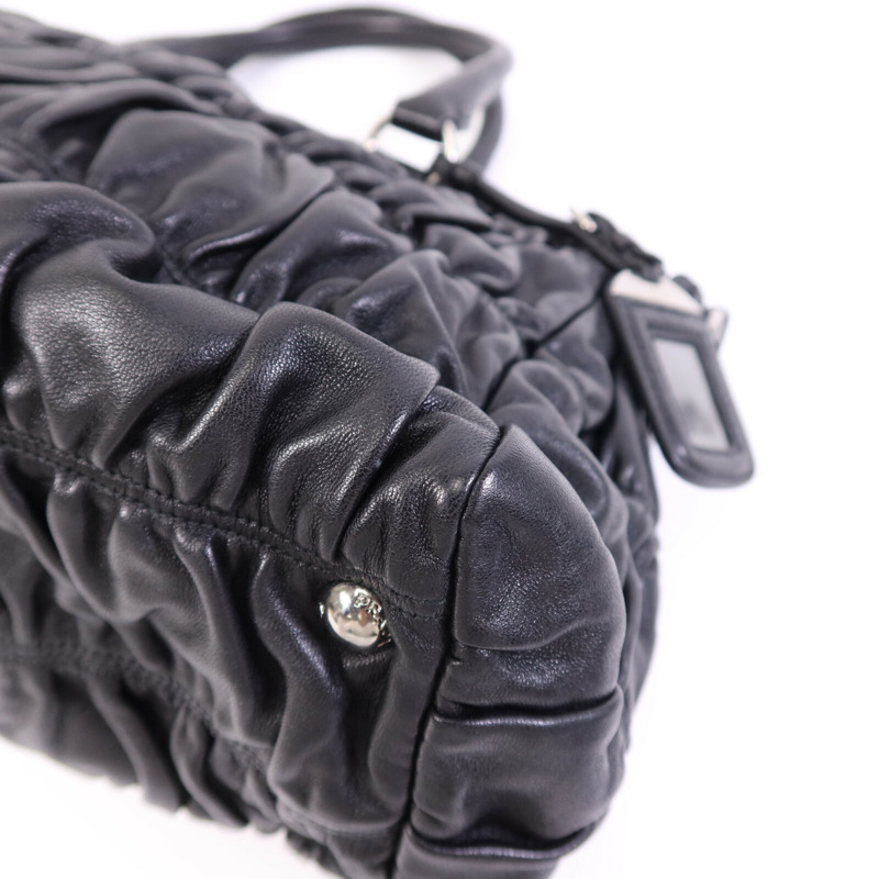 PRADA 羊皮皮革Shoulder Bag銀扣手挽肩背兩用袋-10