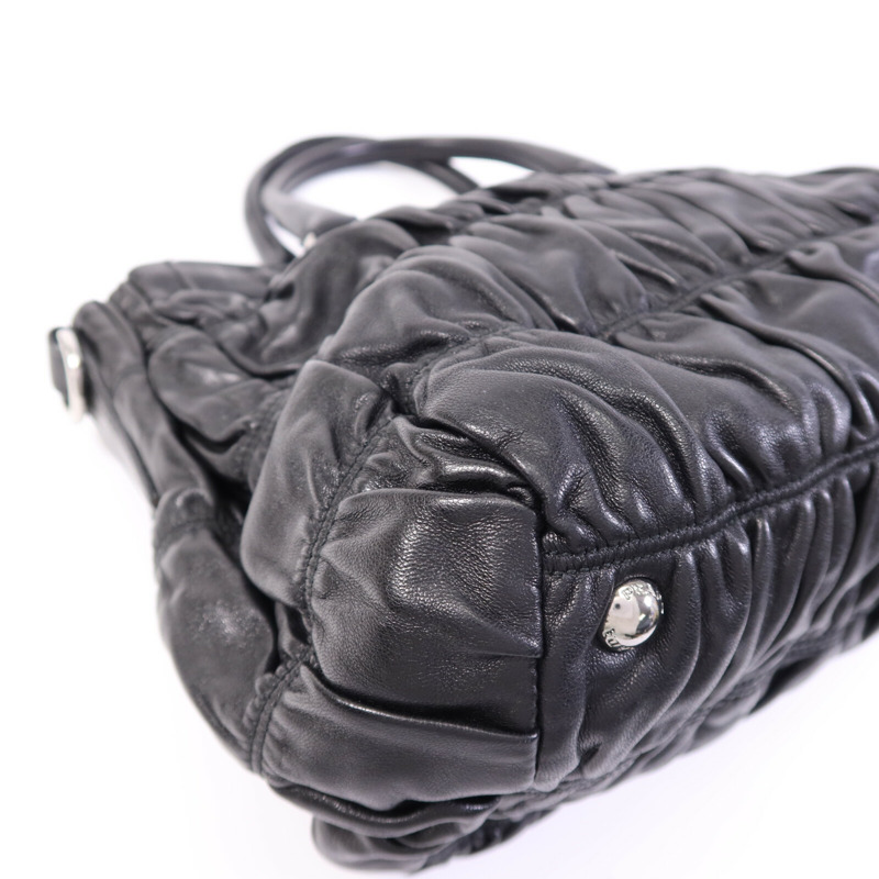 PRADA 羊皮皮革Shoulder Bag銀扣手挽肩背兩用袋-11