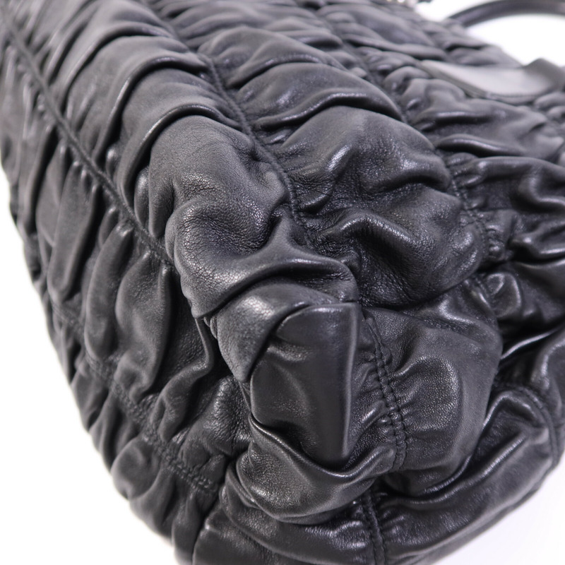 PRADA 羊皮皮革Shoulder Bag銀扣手挽肩背兩用袋-12