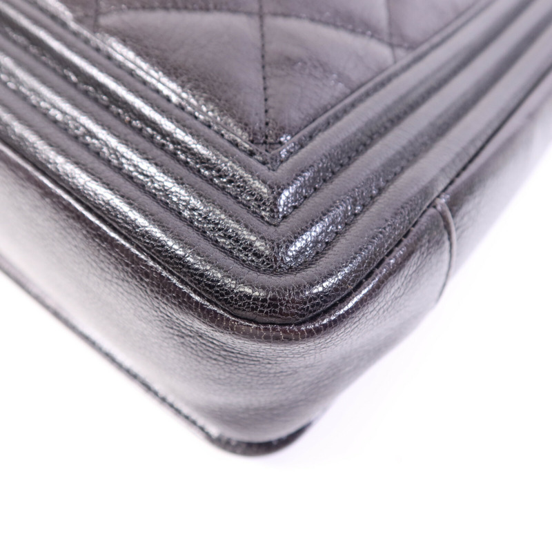 CHANEL 牛皮皮革Boy 30銀扣鏈帶肩背袋-12