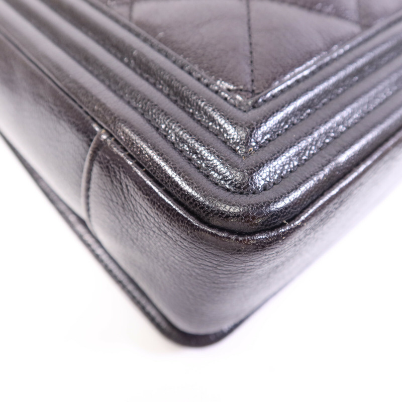 CHANEL 牛皮皮革Boy 30銀扣鏈帶肩背袋-13