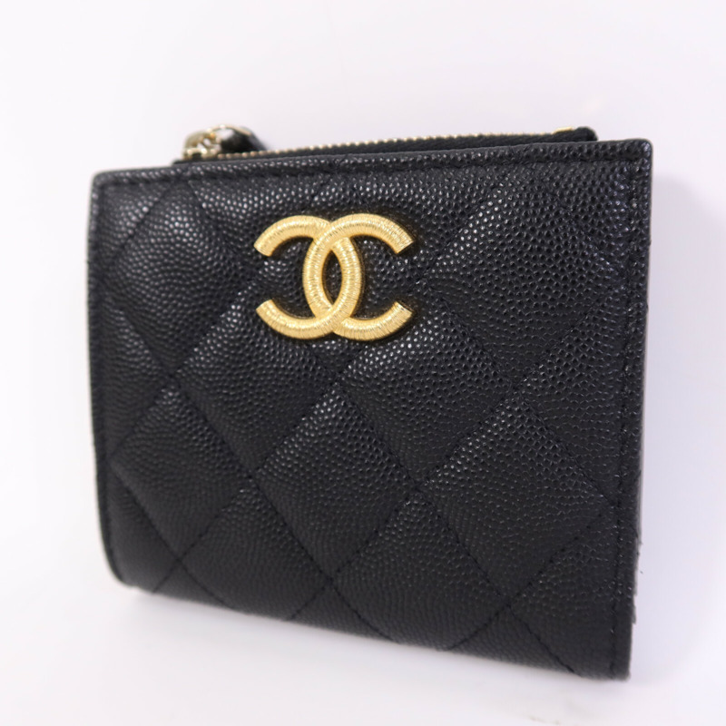 CHANEL 牛皮皮革Wallet金扣錢包-8