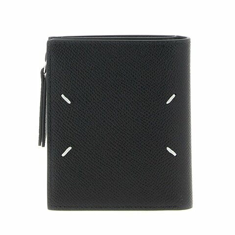 【Maison Margiela】四針 荔枝小牛皮 拉鍊零錢袋 短夾 皮夾 卡夾 黑色 SA1UI0020P4745T8013