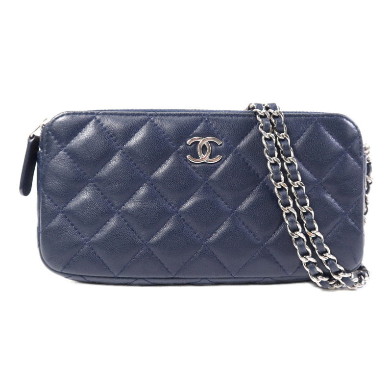 CHANEL 羊皮皮革Chain Shoulder Bag銀扣鏈帶肩背袋-0
