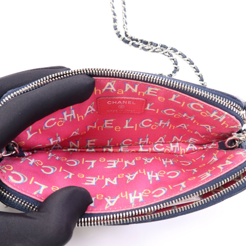 CHANEL 羊皮皮革Chain Shoulder Bag銀扣鏈帶肩背袋-4