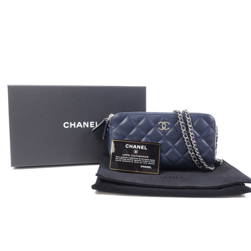 CHANEL 羊皮皮革Chain Shoulder Bag銀扣鏈帶肩背袋-9