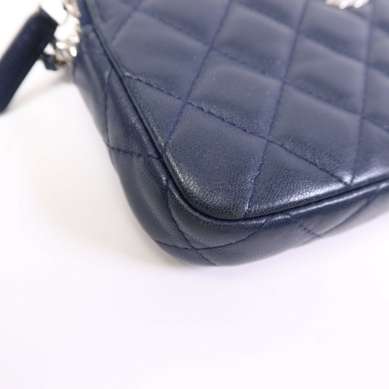 CHANEL 羊皮皮革Chain Shoulder Bag銀扣鏈帶肩背袋-11