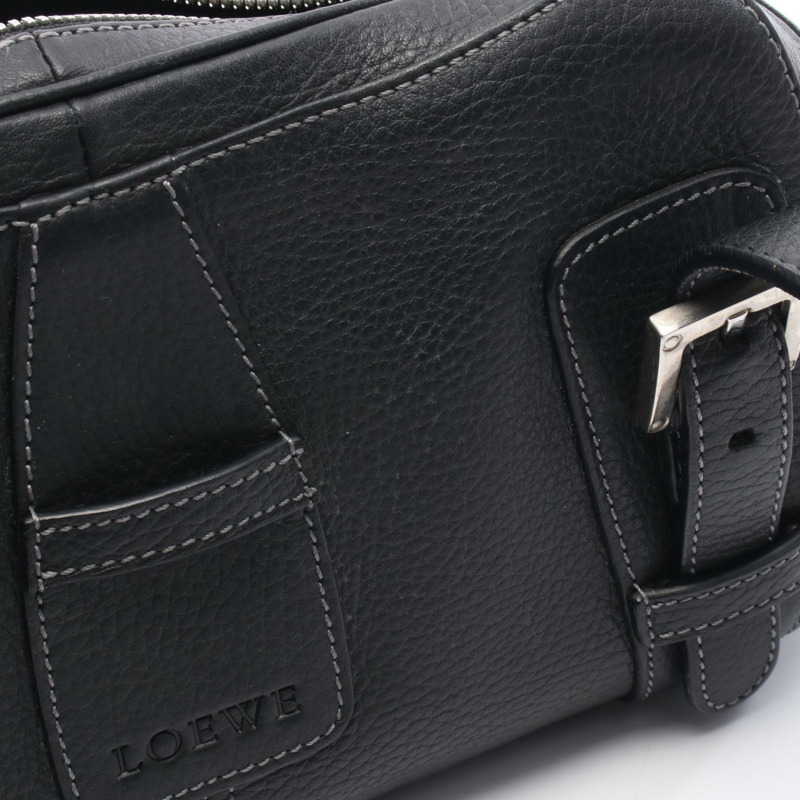 LOEWE Senda 黑色真皮單肩手提包（二手女）-4