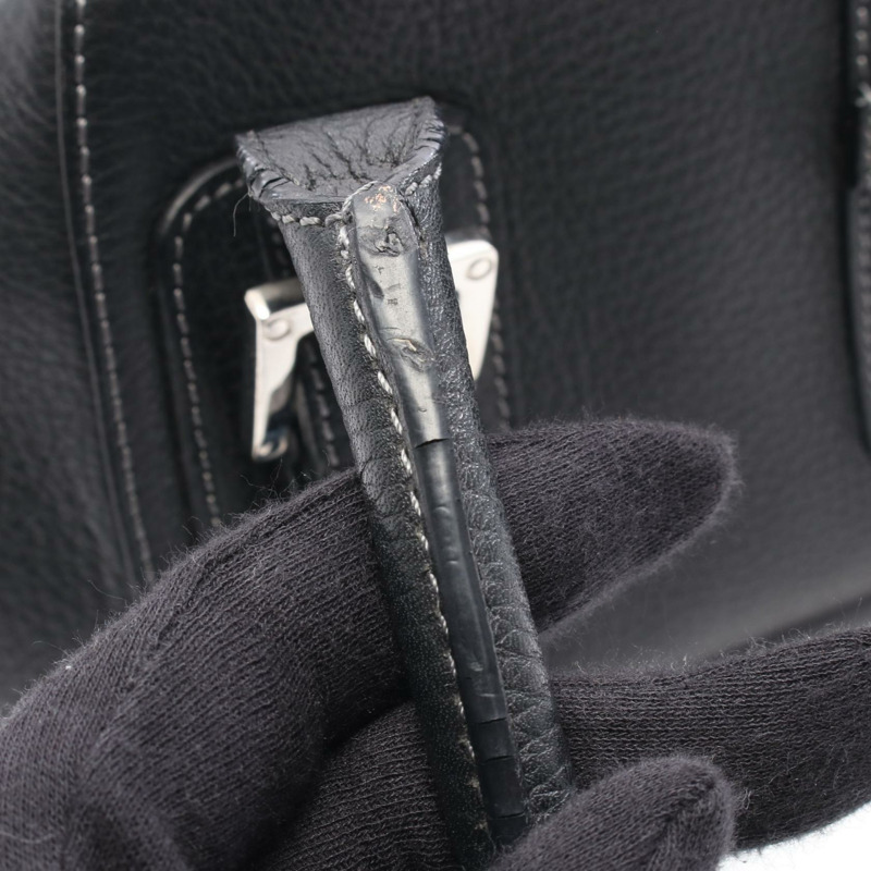 LOEWE Senda 黑色真皮單肩手提包（二手女）-5