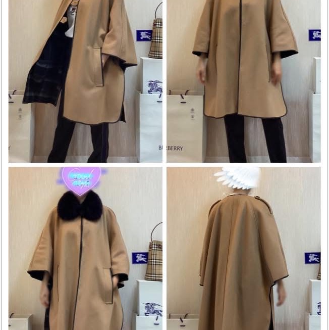 BURBERRY英國蜜色羊毛披肩斗篷L-2