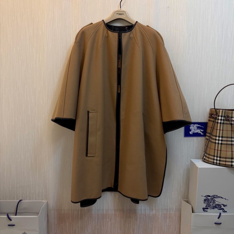 BURBERRY英國蜜色羊毛披肩斗篷L-3