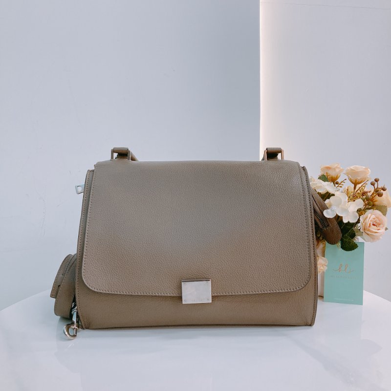 MS0410 Celine 塞琳 秋千包 中號 牛皮 大象灰 銀扣 Trapeze Medium Calfskin Grey x PHW-0