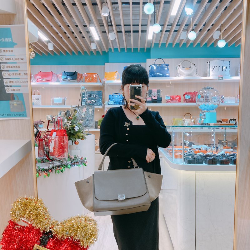 MS0410 Celine 塞琳 秋千包 中號 牛皮 大象灰 銀扣 Trapeze Medium Calfskin Grey x PHW-23