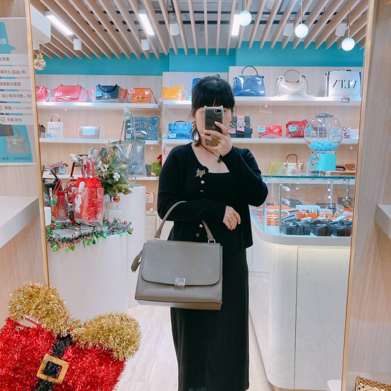MS0410 Celine 塞琳 秋千包 中號 牛皮 大象灰 銀扣 Trapeze Medium Calfskin Grey x PHW-24