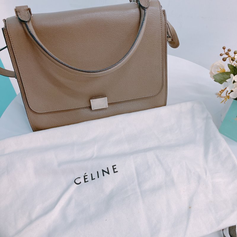 MS0410 Celine 塞琳 秋千包 中號 牛皮 大象灰 銀扣 Trapeze Medium Calfskin Grey x PHW-26