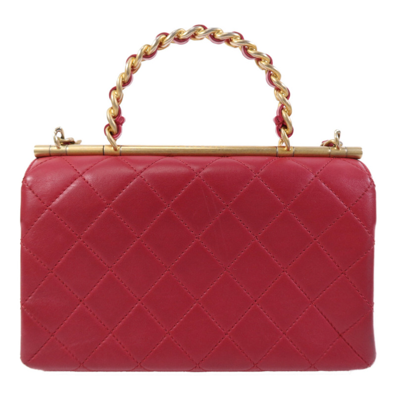 CHANEL 牛皮皮革Chain Shoulder Bag金扣鏈帶手挽肩背兩用袋-1