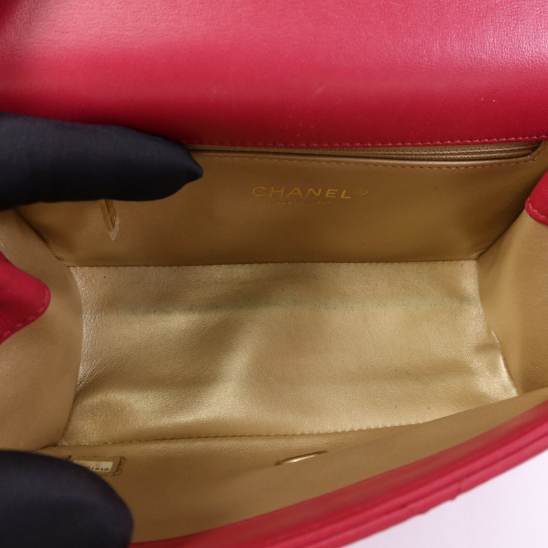 CHANEL 牛皮皮革Chain Shoulder Bag金扣鏈帶手挽肩背兩用袋-4