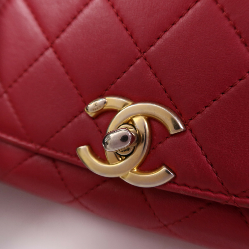 CHANEL 牛皮皮革Chain Shoulder Bag金扣鏈帶手挽肩背兩用袋-6