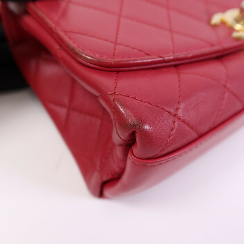 CHANEL 牛皮皮革Chain Shoulder Bag金扣鏈帶手挽肩背兩用袋-10