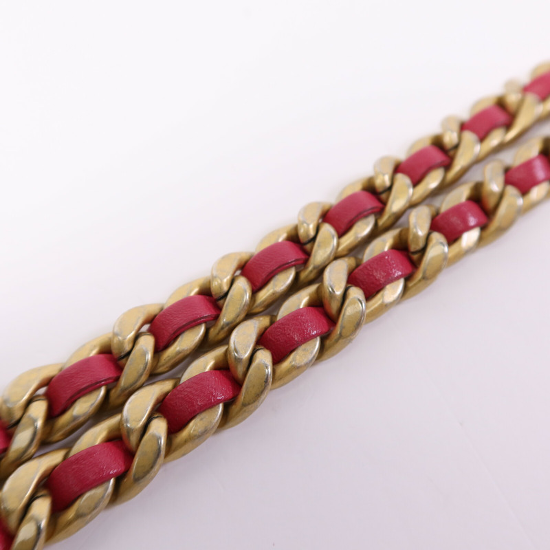 CHANEL 牛皮皮革Chain Shoulder Bag金扣鏈帶手挽肩背兩用袋-13